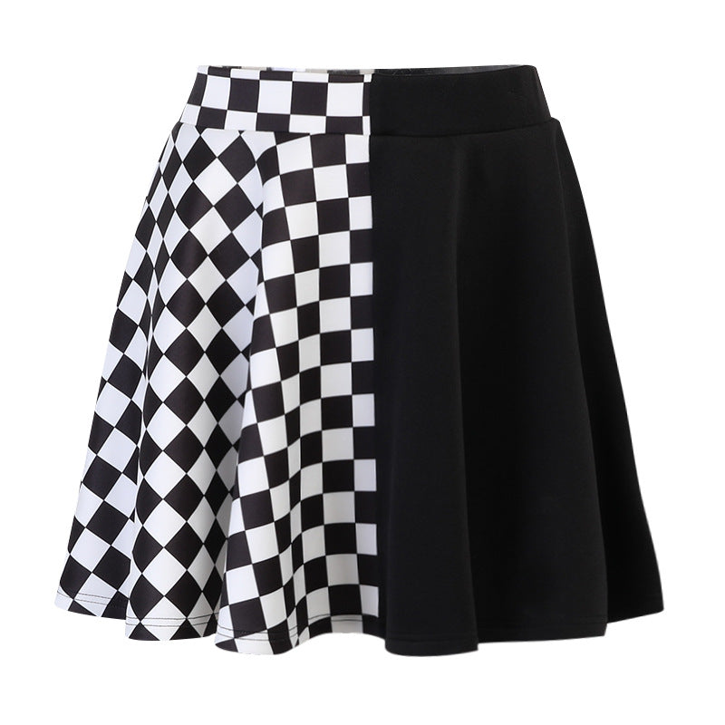 Dark Girl Color Contrast Plaid Stitching Skirt Sexy High Waist Skirt Dark Girl Color Contrast Plaid Stitching Skirt Sexy High Waist Skirt